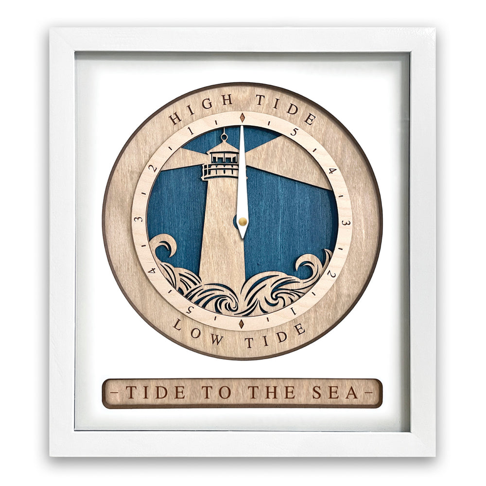 Lighthouse Tide Clock White and Blue